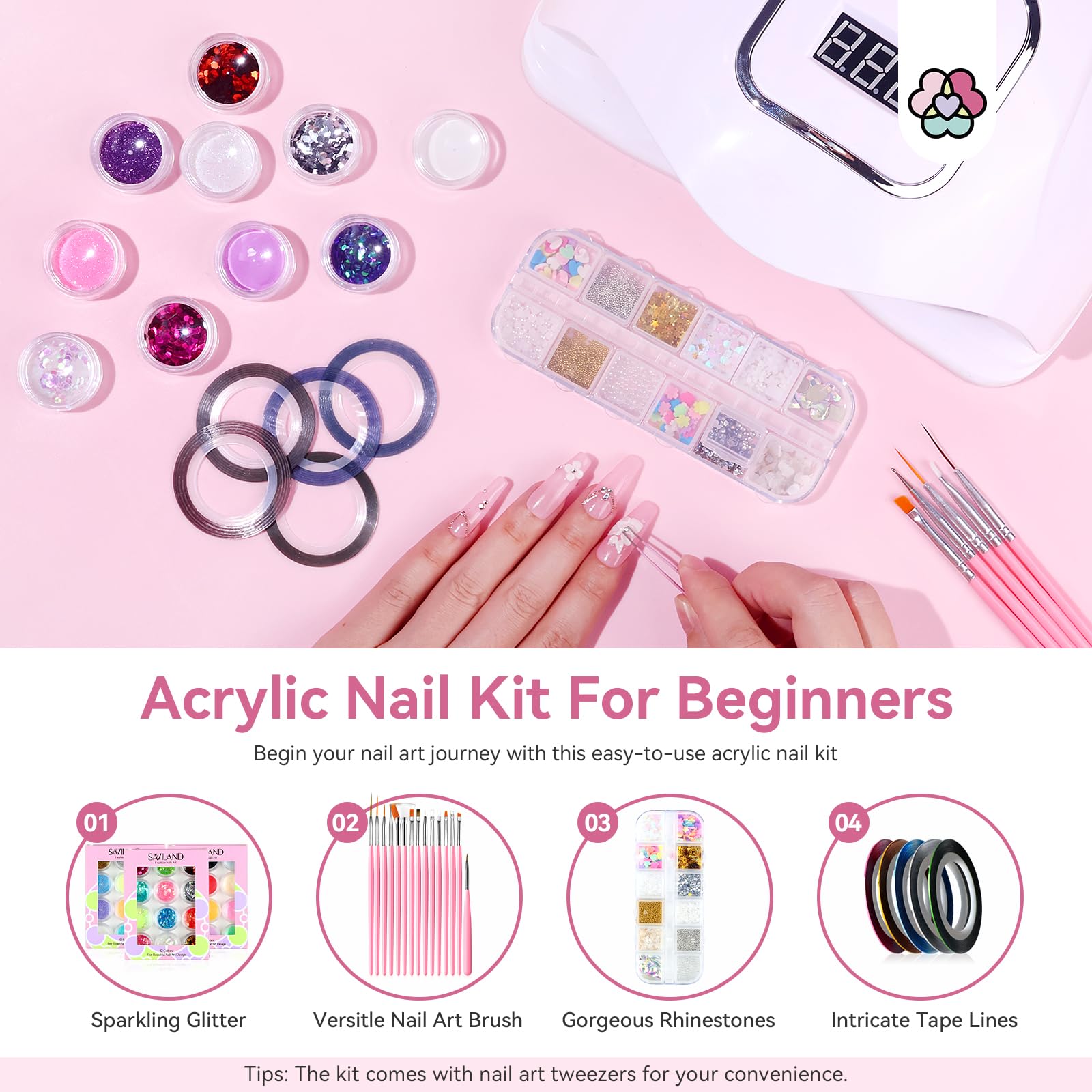 SAVILAND nail art accessories with 15 brushes for at home designs