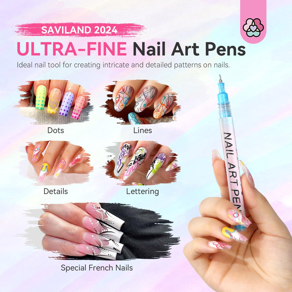 SAVILAND 0.5mm tip close-up; precise control for delicate nail patterns.