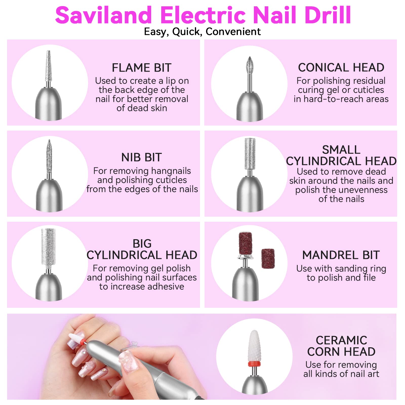 SAVILAND nail brush set enables precise application and blending.