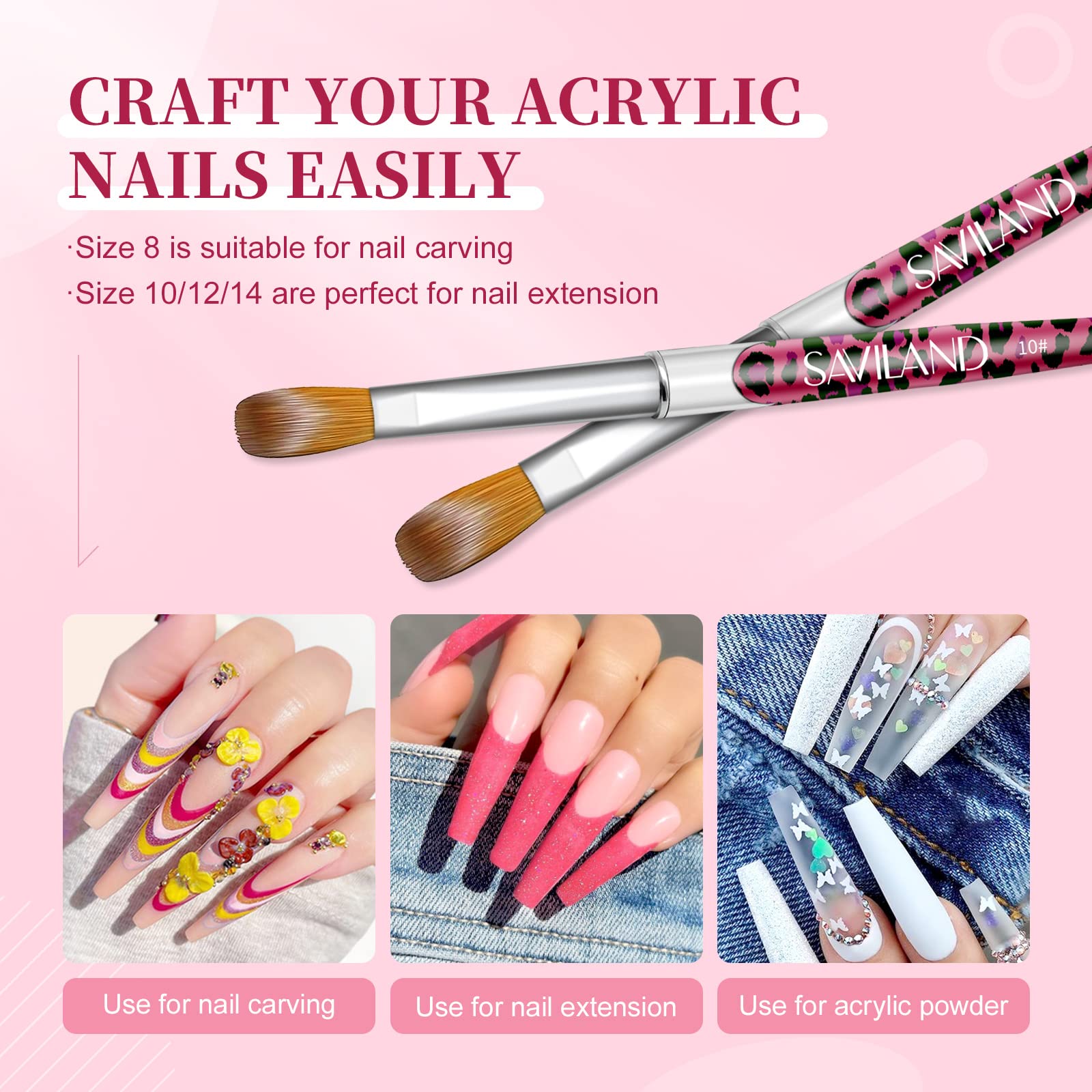SAVILAND nail brush size 10 for extensions and smooth coverage