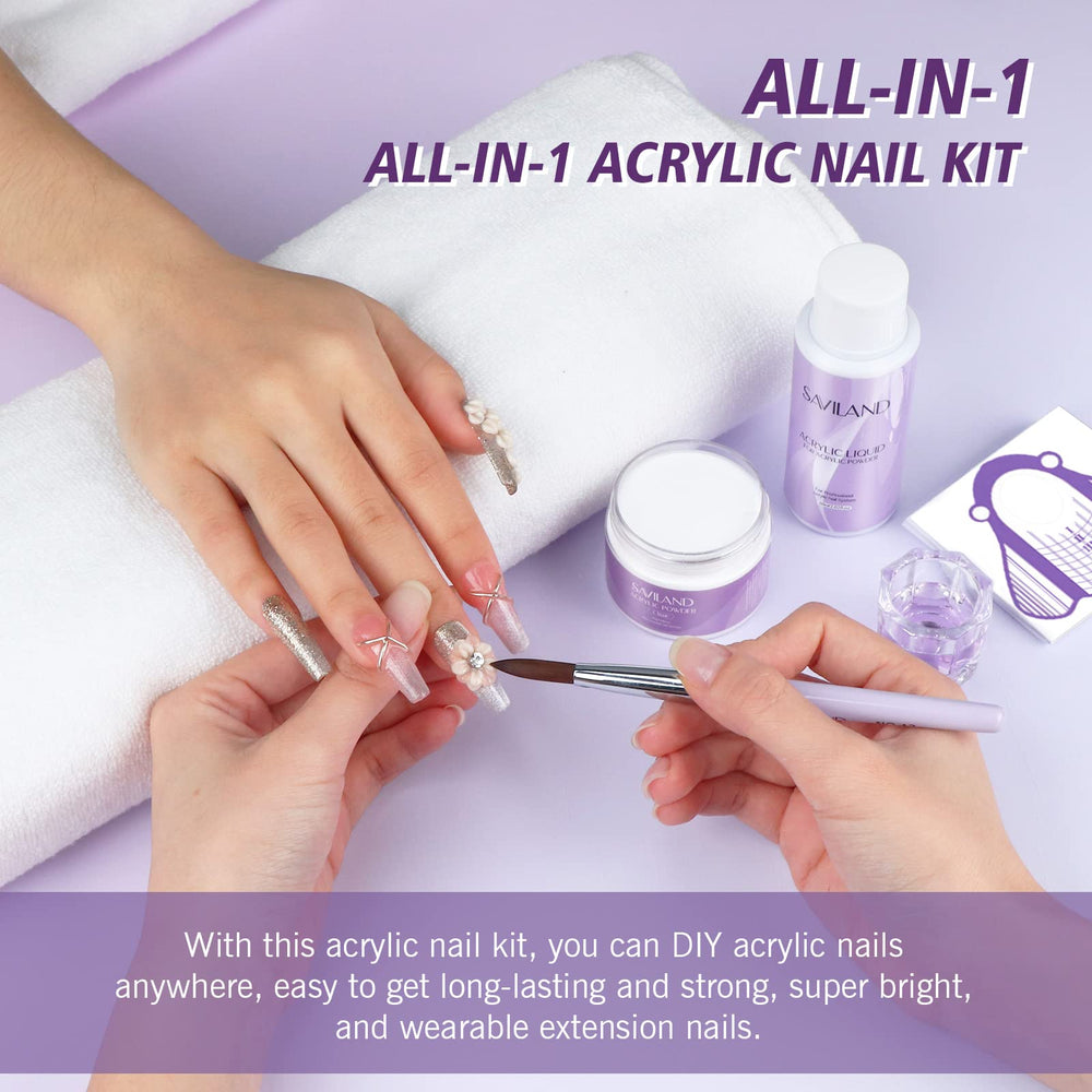 SAVILAND-nail-brush-size-12 tool ready for precise acrylic nail application.