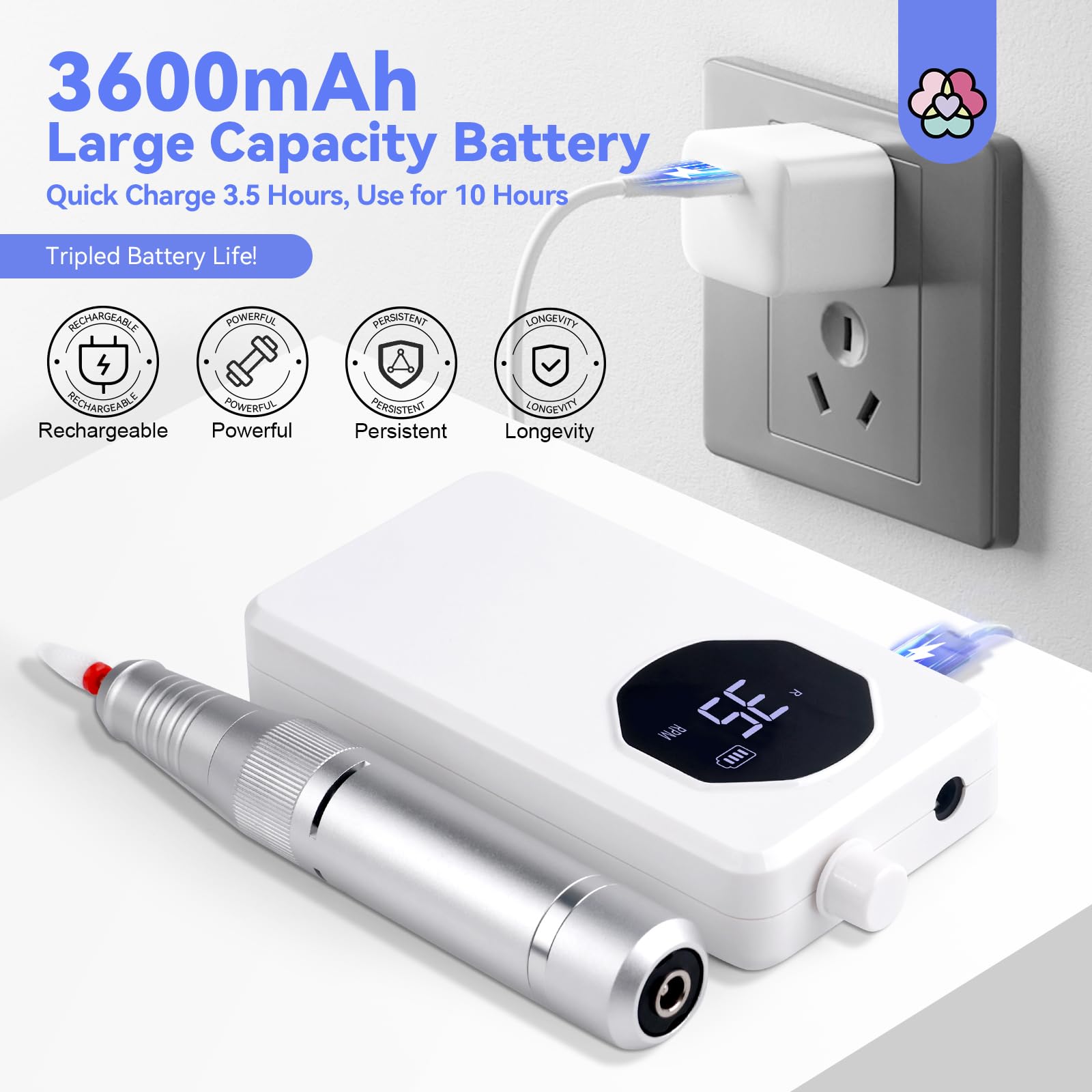 SAVILAND 3600mAh battery provides long cordless use between charges.