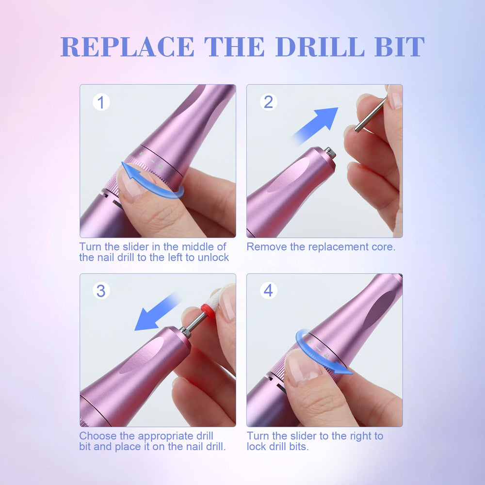SAVILAND nail drill in use during a home manicure demonstrates easy control.