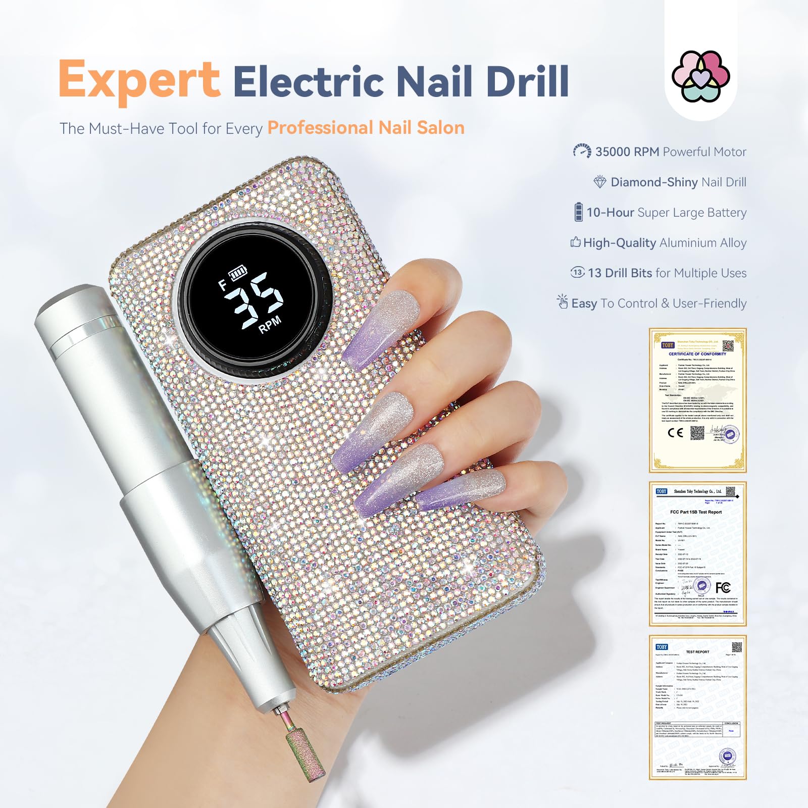 SAVILAND nail drill kit bits provide precise shaping for nails and cuticles.