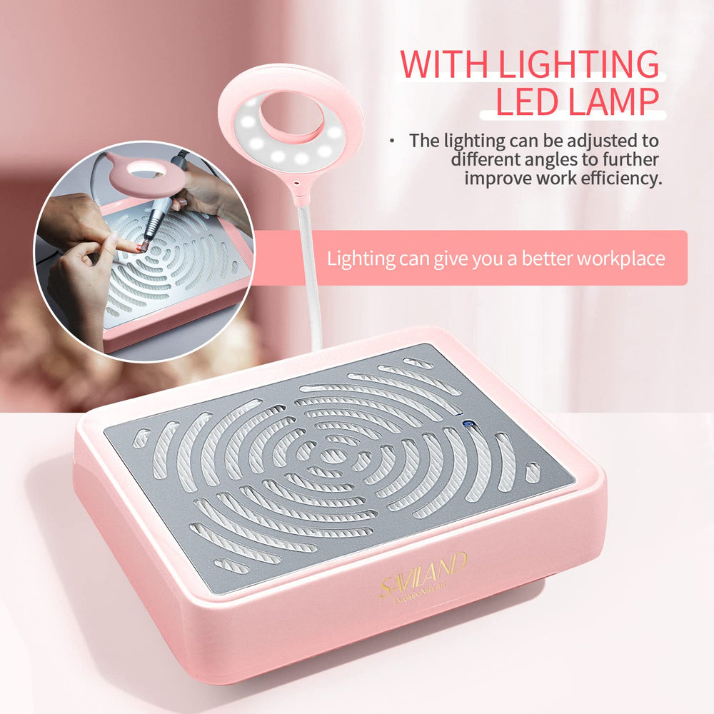 SAVILAND adjustable-suction unit highlighting customizable dust control during manicures.