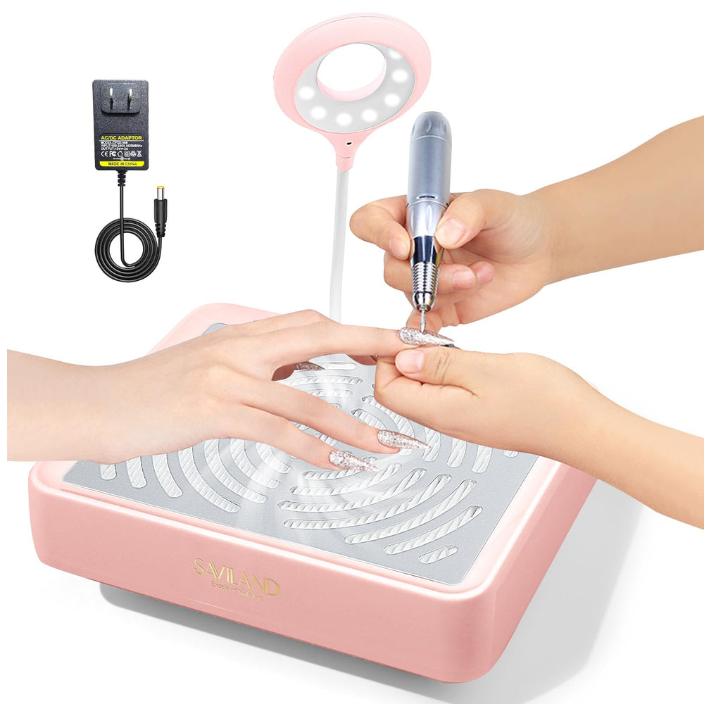 SAVILAND Nail Dust Collector front view with strong 40W suction for clean nail work.