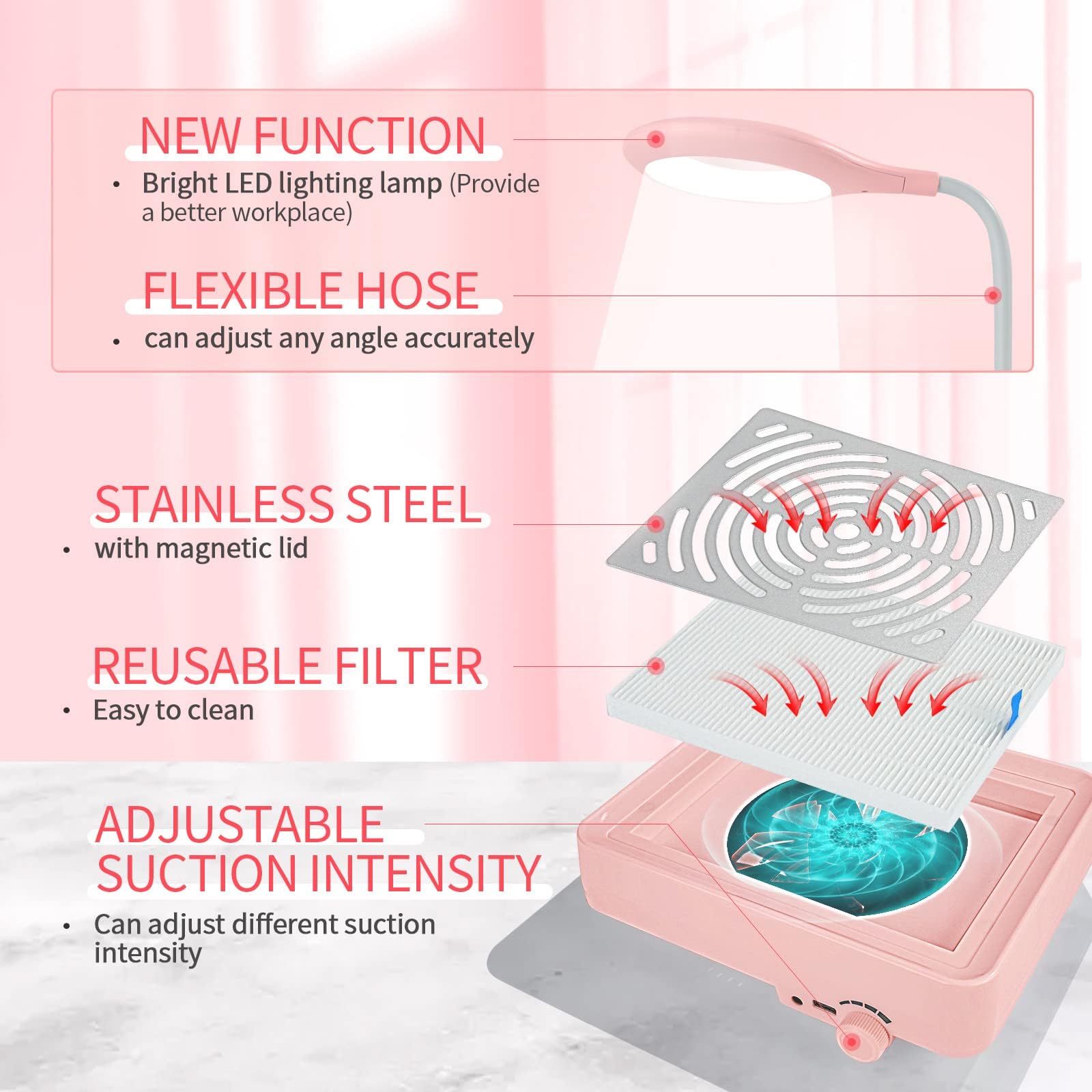 SAVILAND nail dust collector heat sink image highlights efficient cooling for continuous use.
