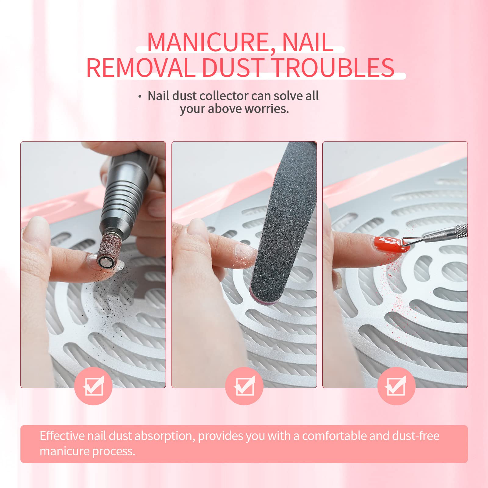 SAVILAND LED-lit work area enhances precision during nail filing.