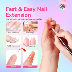 SAVILAND nail extension kit demonstrates easy application and shaping