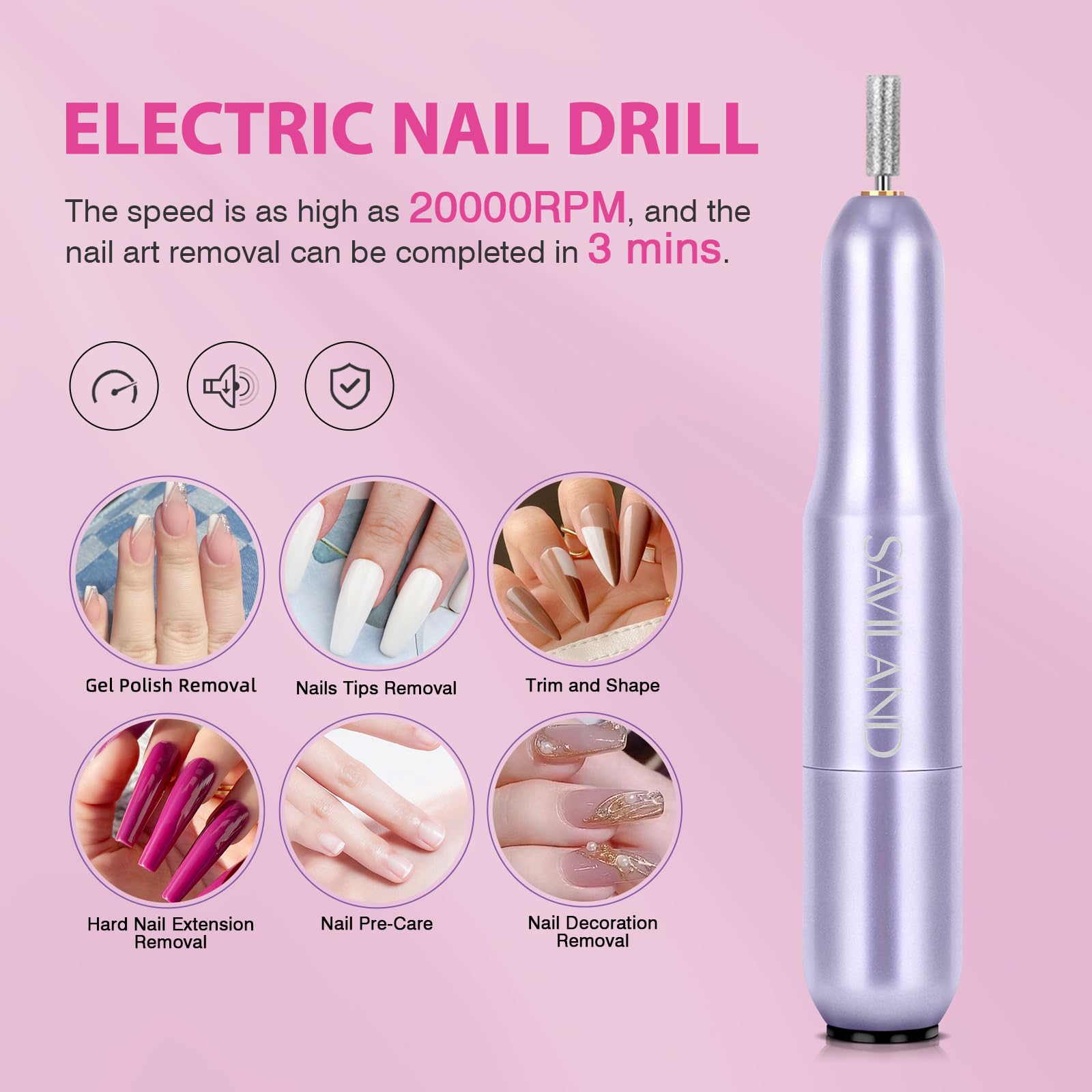 SAVILAND nail-glue-gel 4-in-1 shown as adhesive, foundation gel, and rhinestones gel.