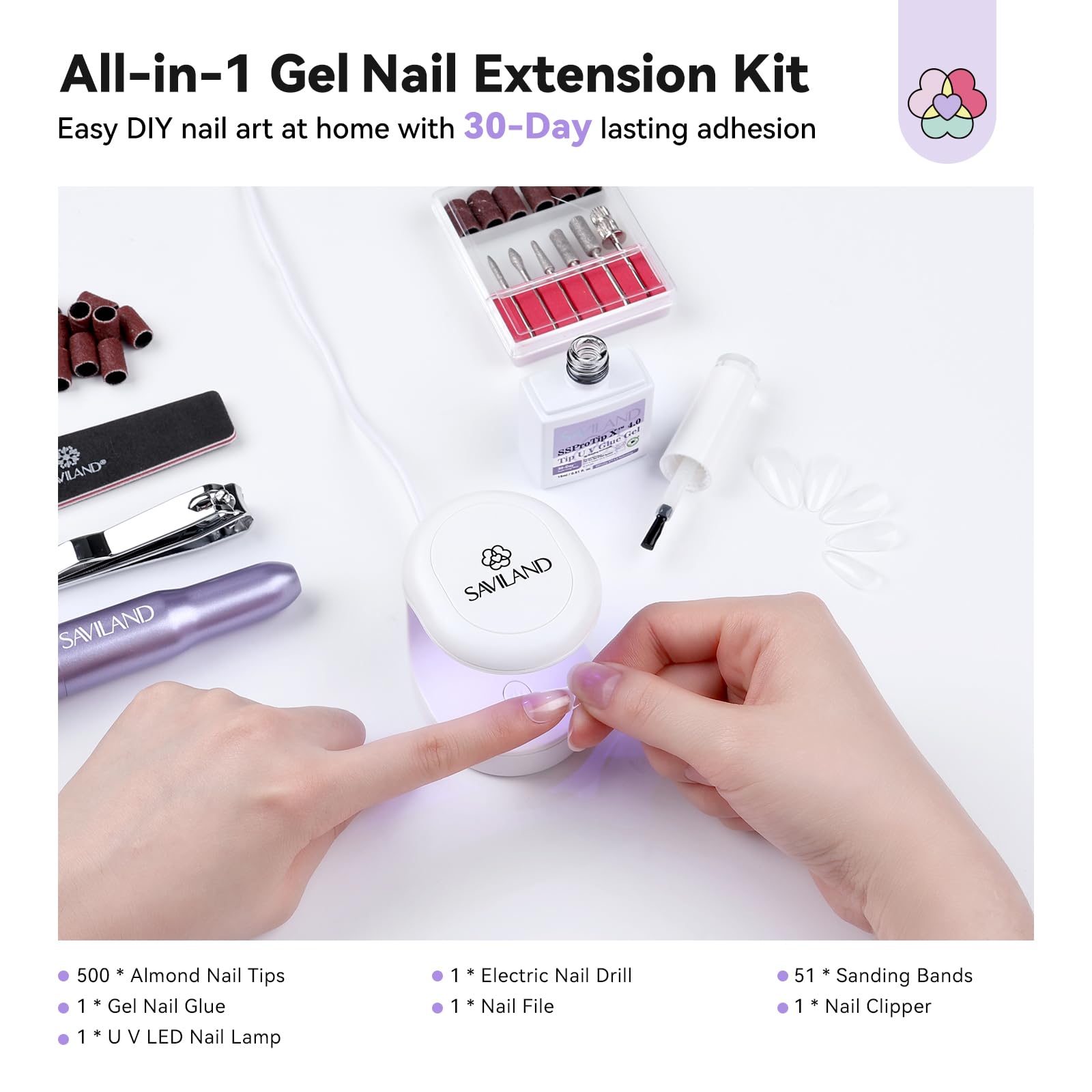 SAVILAND Nail Glue Gel close-up highlighting strong adhesion for art and tips.