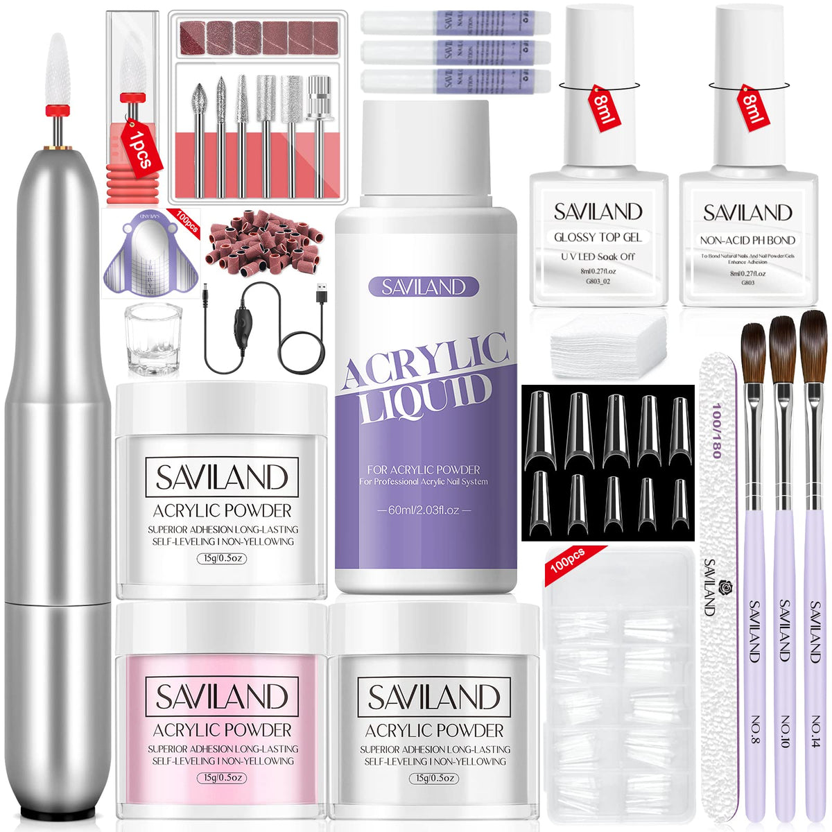SAVILAND nail-kit drill assembly—precise at-home manicures and efficient removal