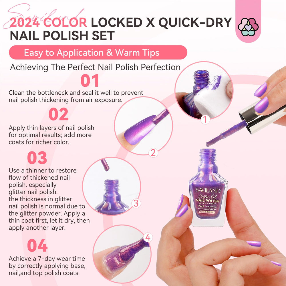 SAVILAND pearl colors show shine on nails for a polished look.