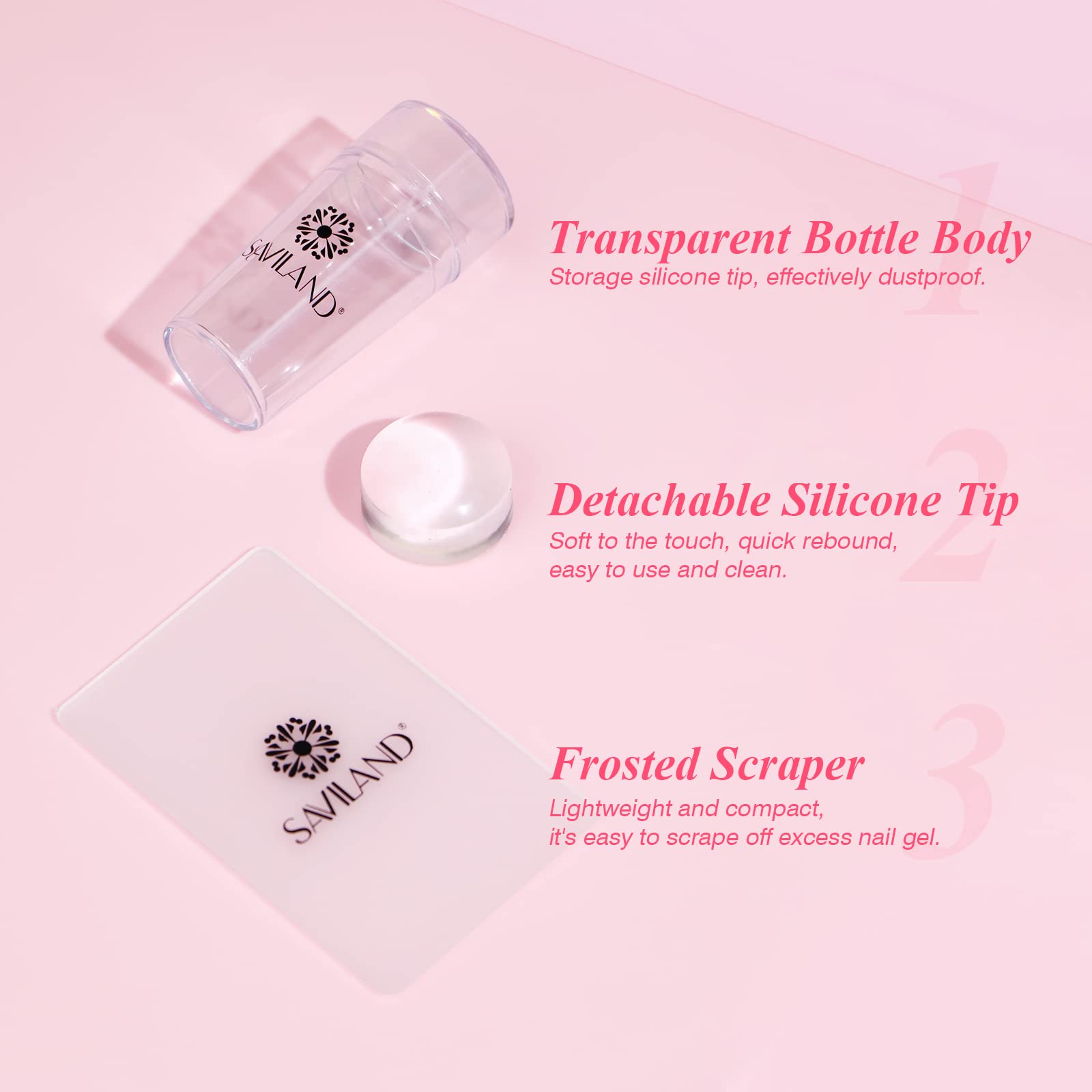 SAVILAND plastic-scraper helps precise polish application.