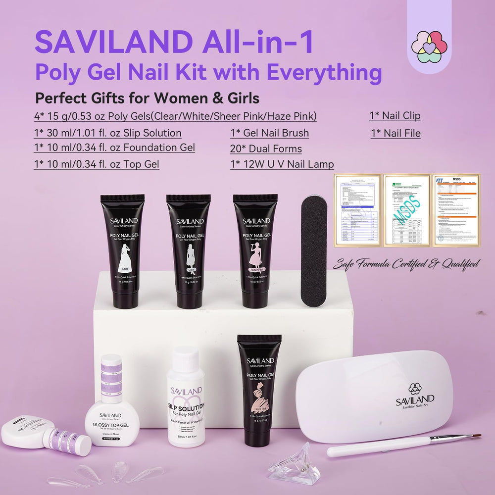 SAVILAND poly gel starter colors for versatile at-home manicures.