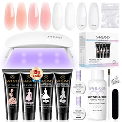 SAVILAND poly gel kit starter UV lamp setup for fast, salon-like curing at home.
