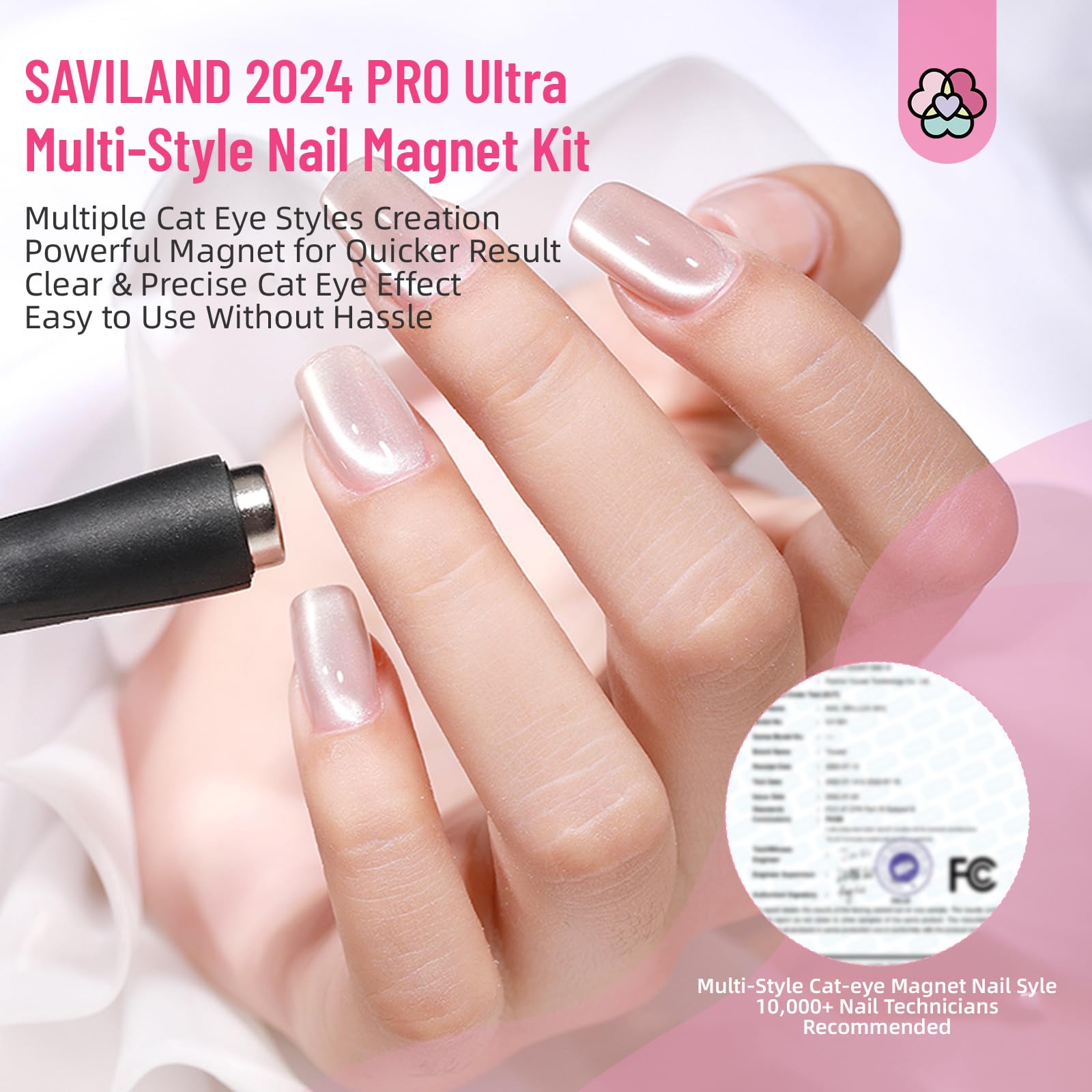 SAVILAND gel polish cat-eye effect showcased for salon-like results at home.