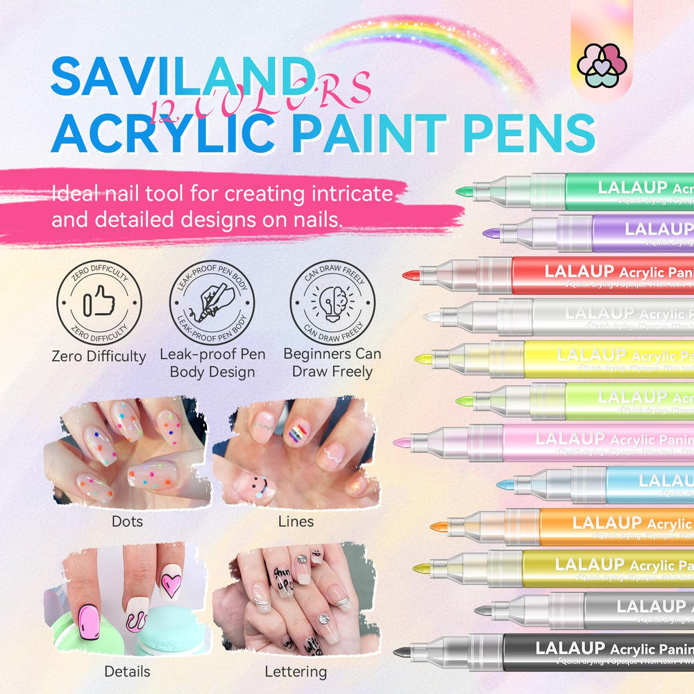 SAVILAND precision fine-tip nails pens for clean lines and detailed accent work.