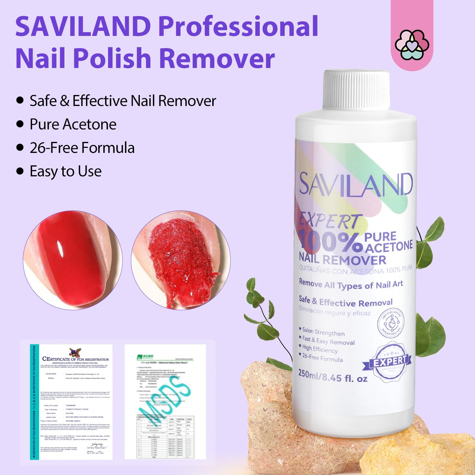 SAVILAND remover kit contents image for home or salon use
