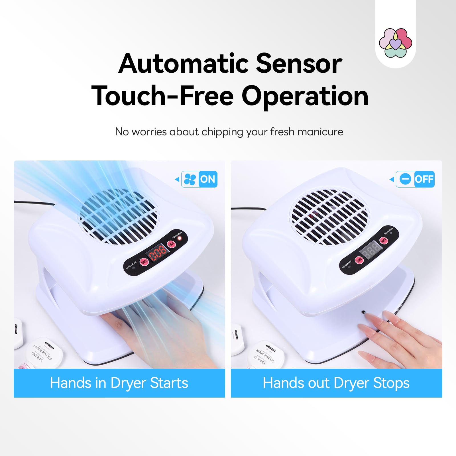 SAVILAND warm and cool air modes provide year-round comfort for manicures and pedicures.
