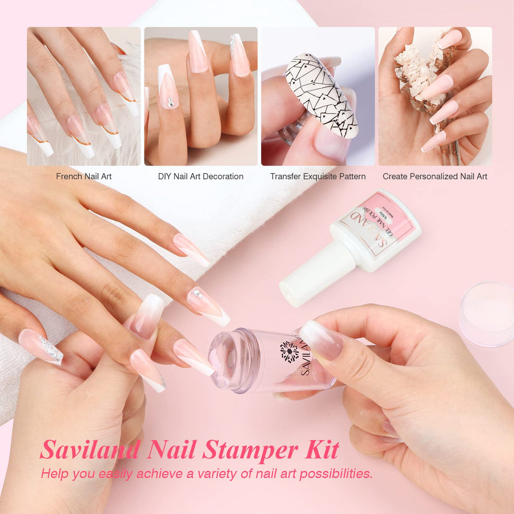 SAVILAND white-gel-nail-polish delivers clean, opaque French tips.