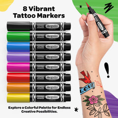 Savvi Crayola 8ct tattoo markers fine tip enables precise, detailed skin art.