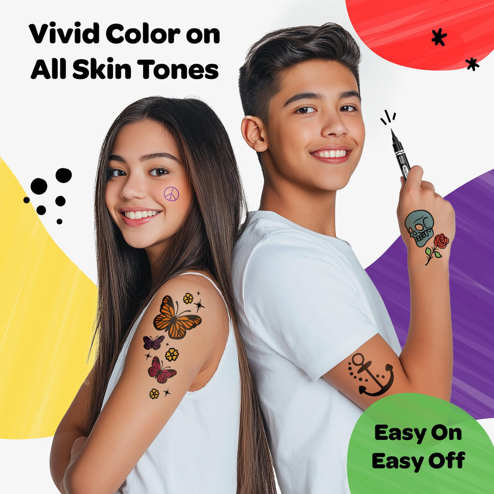 Savvi Crayola 8ct tattoo markers designed in the USA for quality.