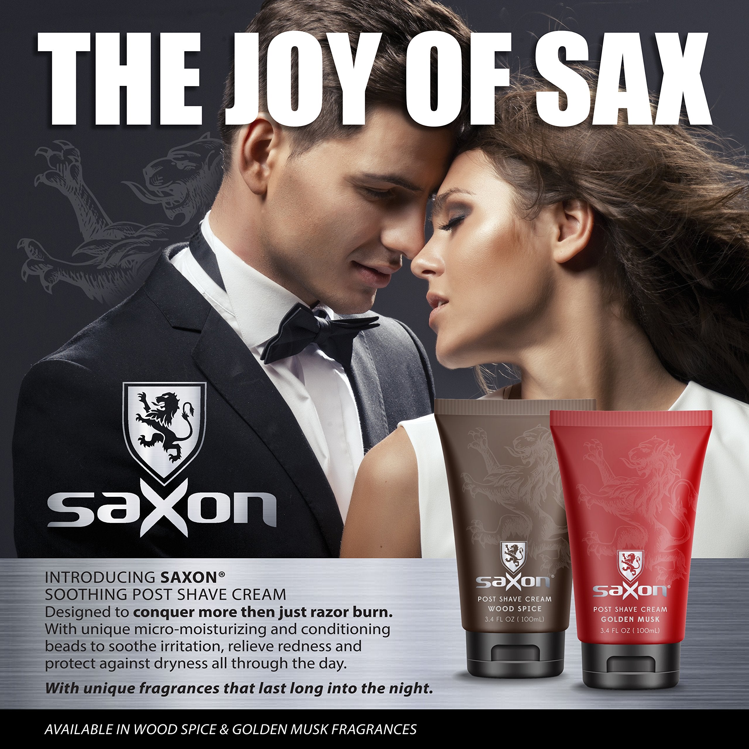 Saxon Post Shave Cream packaging and tube design for easy daily use.