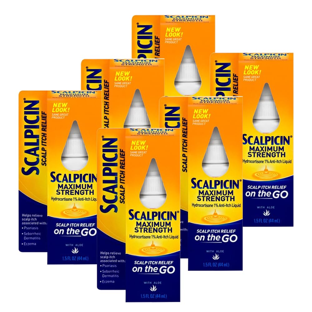 Scalpicin bottle pour demonstrates easy application for fast itchy scalp relief.