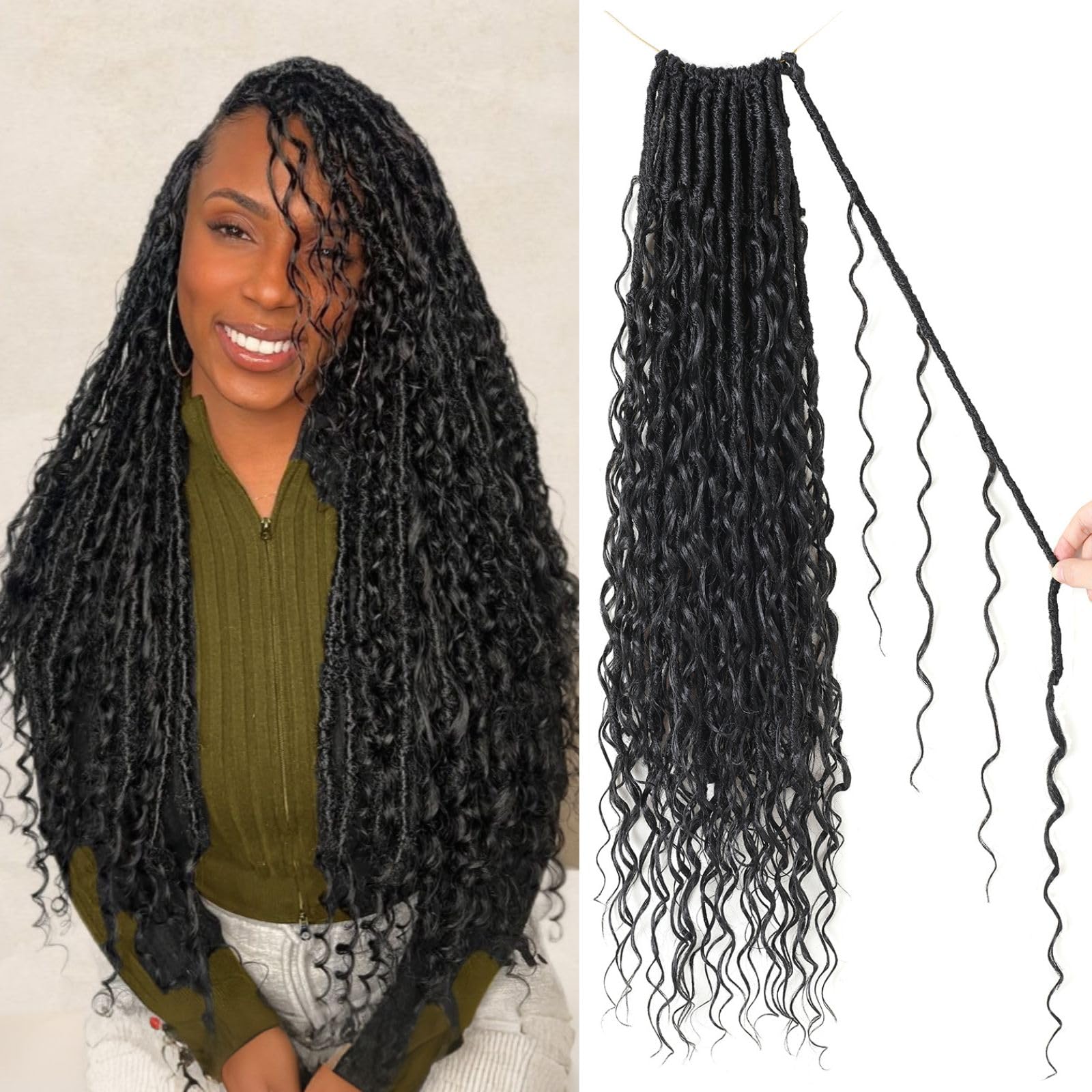 Scanbos Boho Faux Locs prelooped hair for quick, easy installation.
