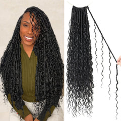 Scanbos Boho Faux Locs prelooped hair for quick, easy installation.