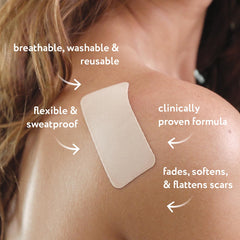 ScarAway Advanced Silicone Scar Sheets on skin demonstrate flexible, discreet scar care.
