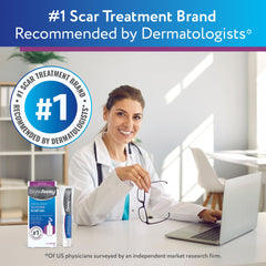 ScarAway clear gel texture on fingertip demonstrating smooth spreadability
