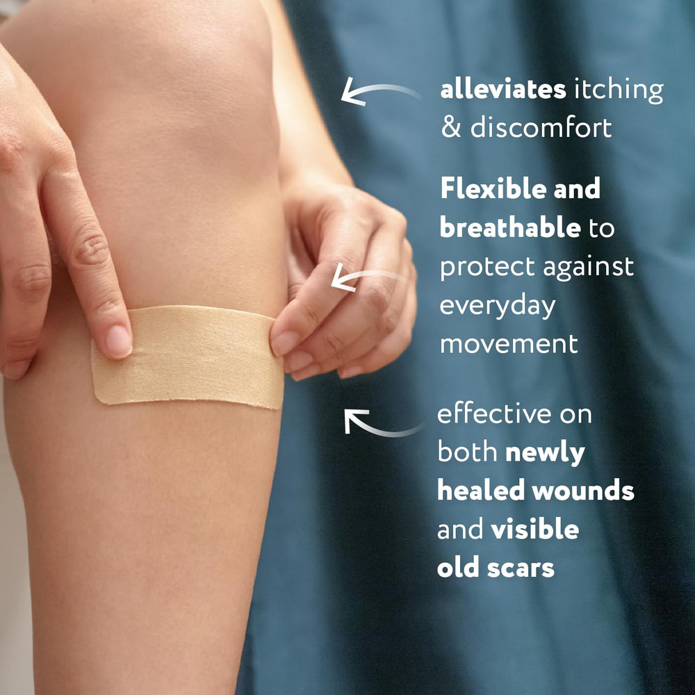 ScarAway Scar Sheets application step illustrates simple daily usage for scars.