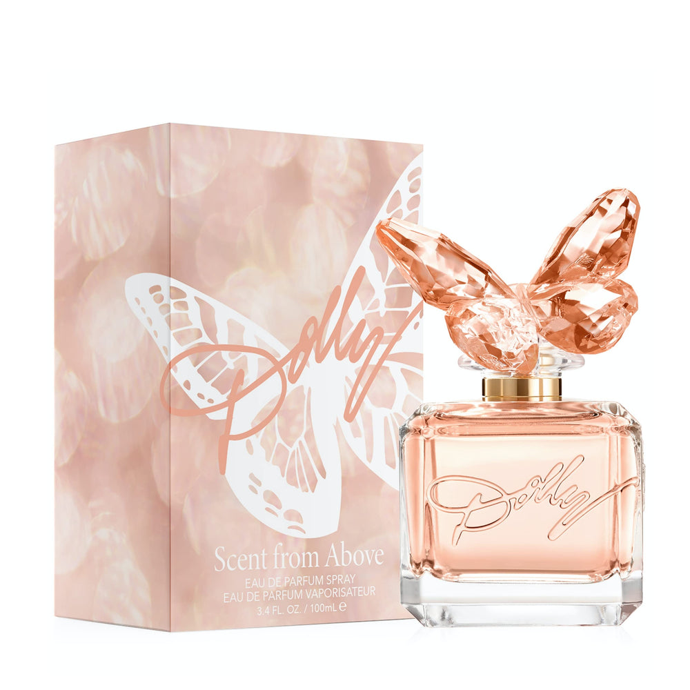 SCENT BEAUTY Dolly Parton Scent from Above bottle in purse demonstrates portable size.
