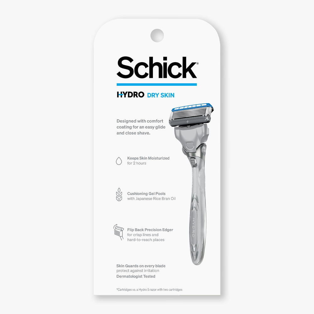 Schick Hydro Dry Skin Razor Flip Back Precision Edger for crisp lines.
