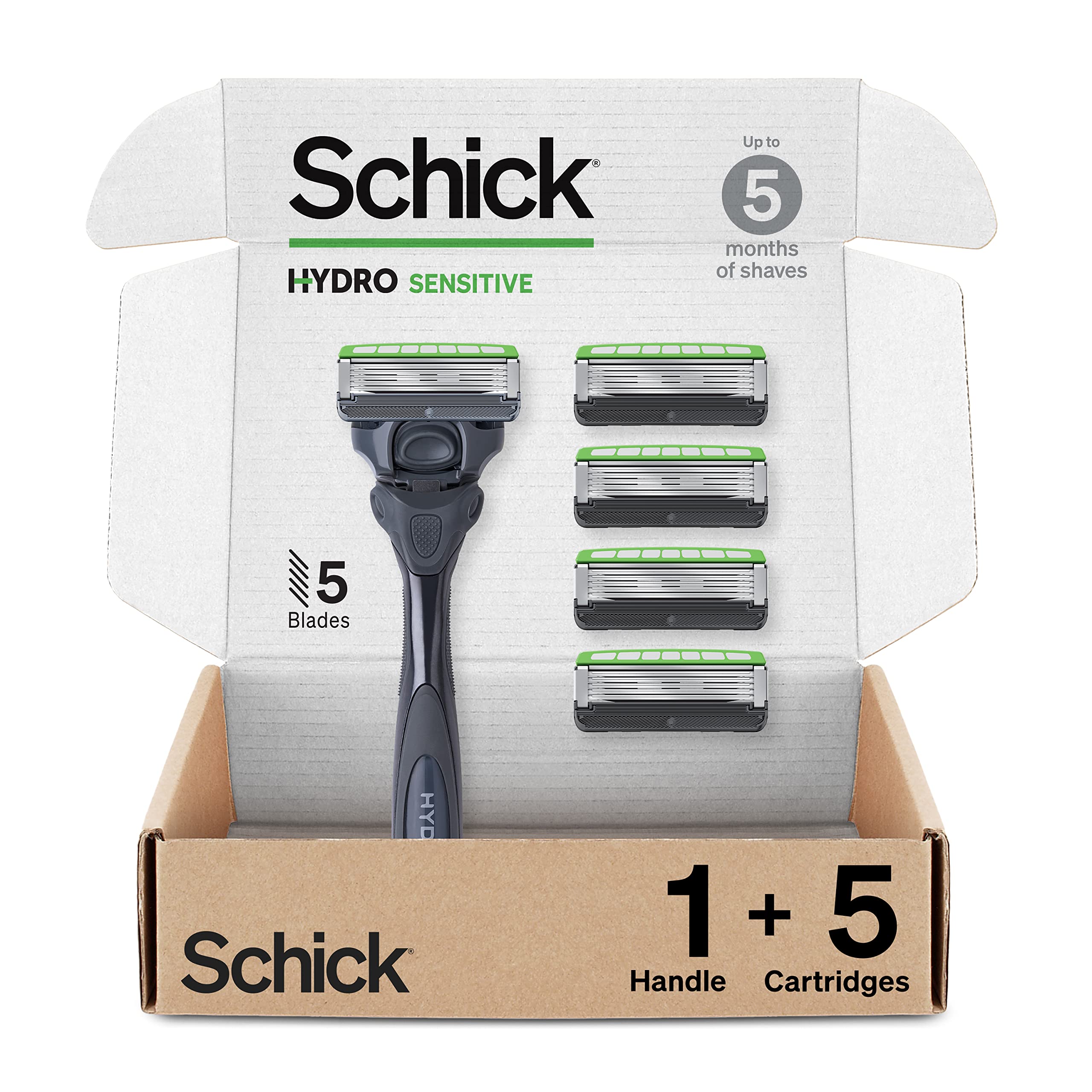 Schick Hydro Sensitive razor blades close-up with guards for irritation-free shaving