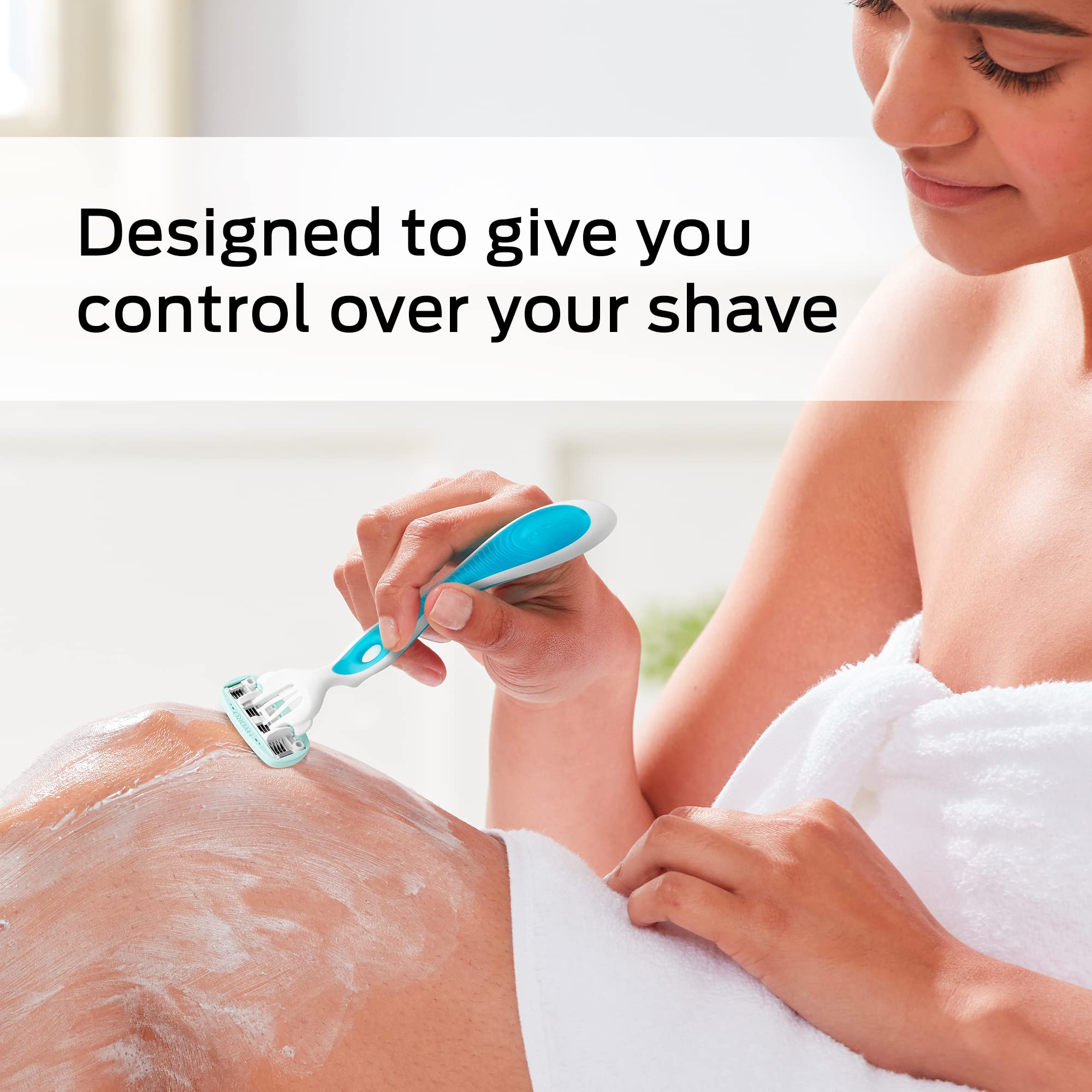 Schick Hydro Silk Sensitive razor contains aloe and chamomile for smooth glide.