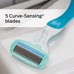 Schick Hydro Silk Sensitive razor with skin-protection coating for gentle closeness.