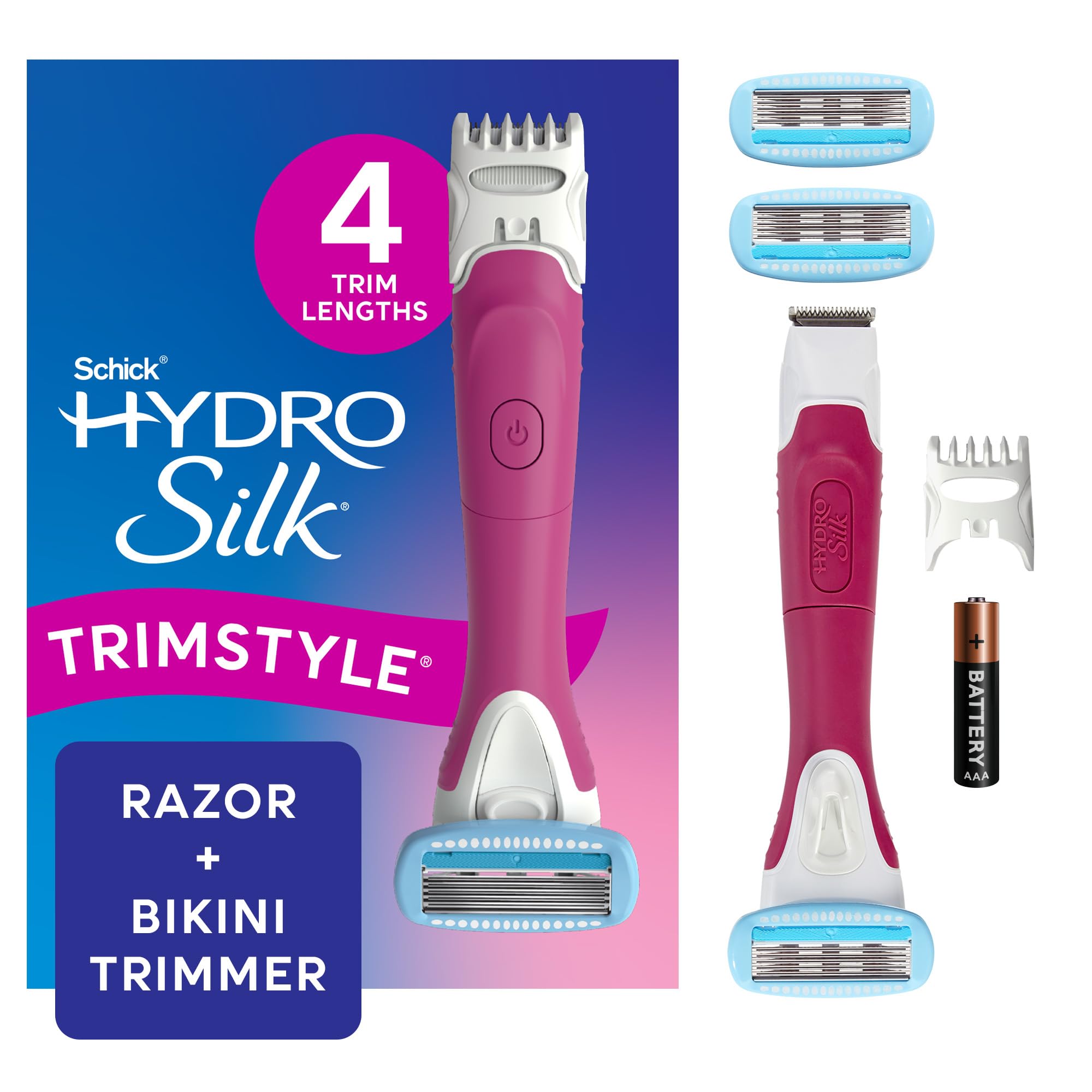 Schick Hydro Silk TrimStyle razor-handle waterproof for easy shower shaving.