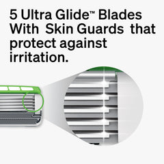 Schick Hydro refill with Skin Guards protects against irritation during shaving.