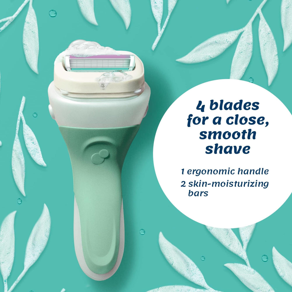 Schick Intuition one-step lather and moisturize action eliminates separate gel.