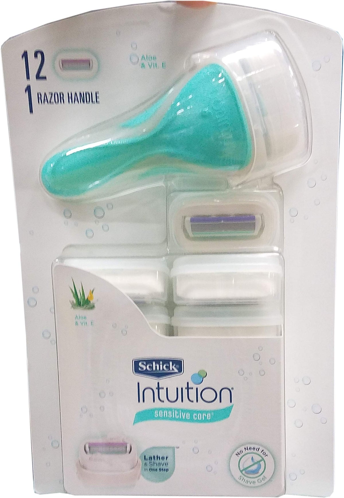 Schick Intuition refills cartridges for all-in-one shaving with skin-friendly moisture during shaving.