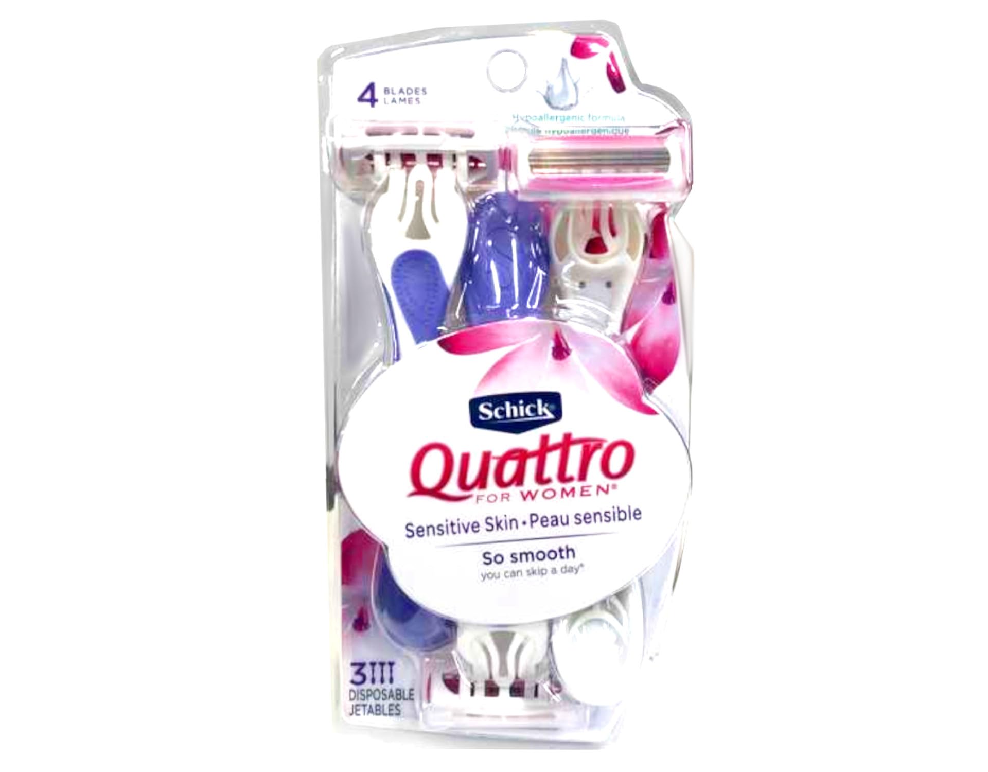 Schick Quattro para mujeres con cabezal pivotante para un afeitado cercano.