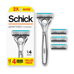 Schick Quattro Titanium razor handle for precise, comfortable daily shave