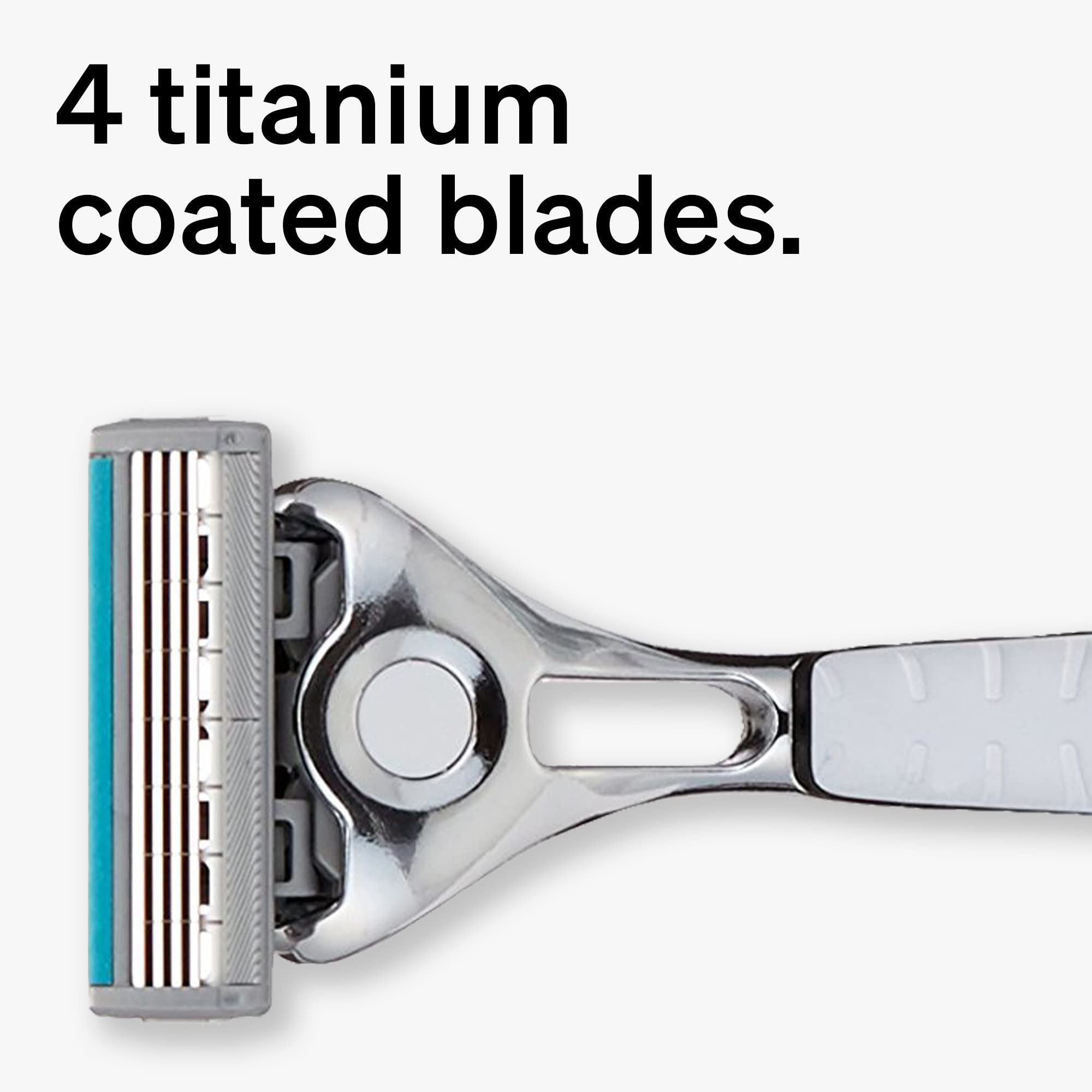 Schick Quattro Titanium refill, head pivot, for easy maneuverability around contours.