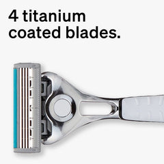 Schick Quattro Titanium refill, head pivot, for easy maneuverability around contours.