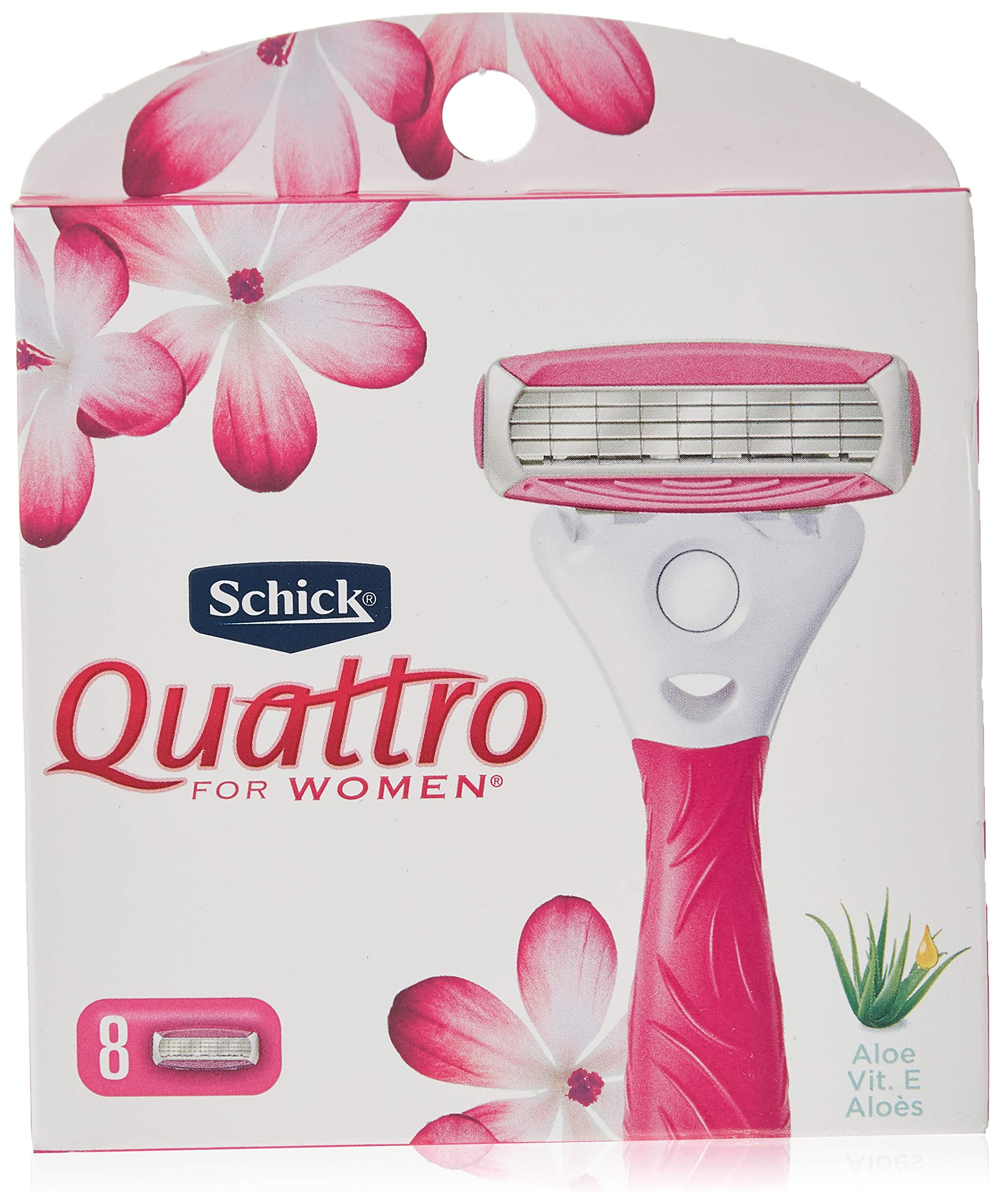 Schick Quattro for Women refill cartridge with eight blades for a close shave