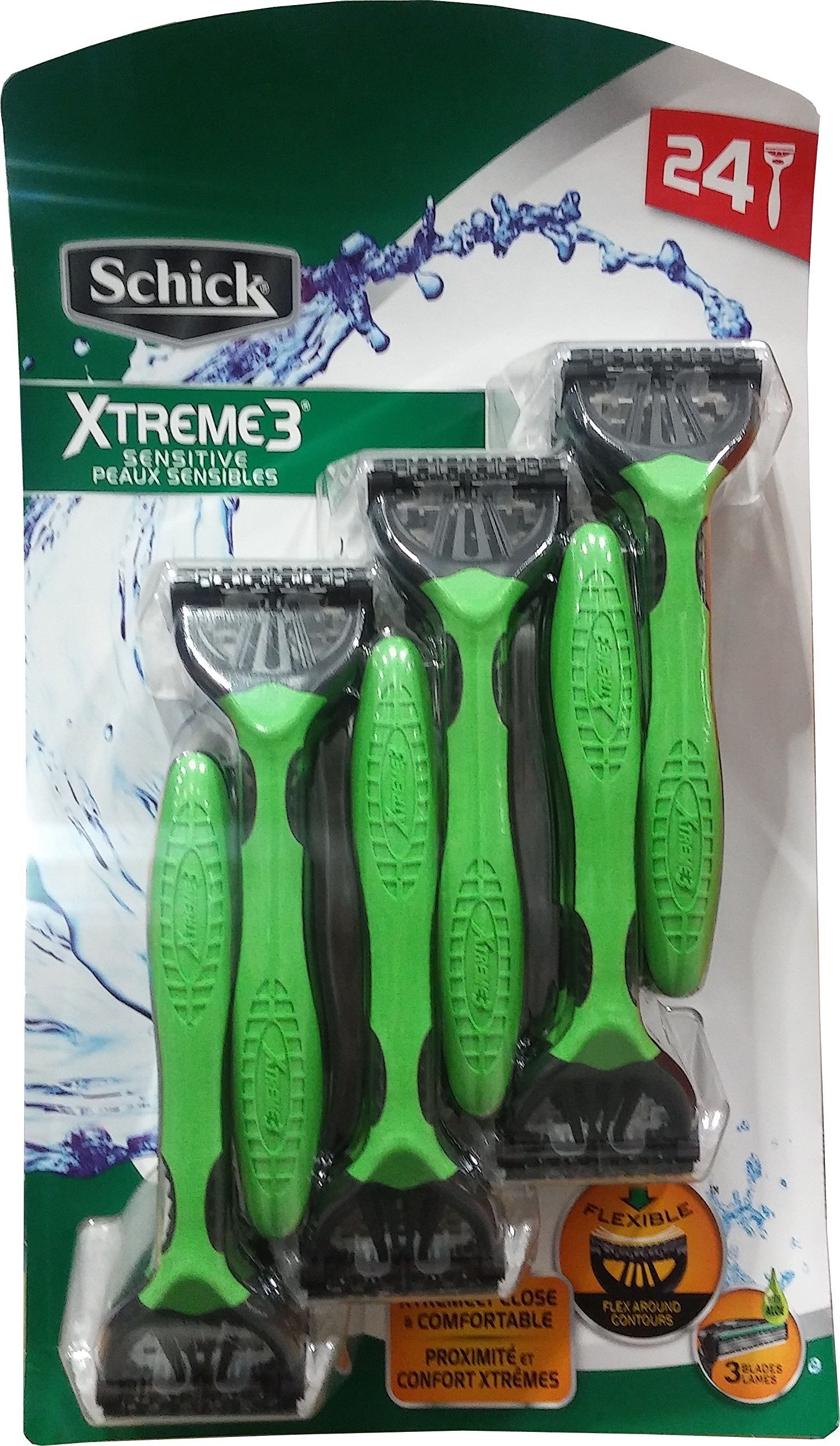 Schick Xtreme 3 Razor pack for easy portable shaving with Vitamin E and Aloe