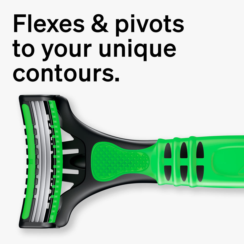 Schick Xtreme3 flexible blades adapt to contours for a close shave.